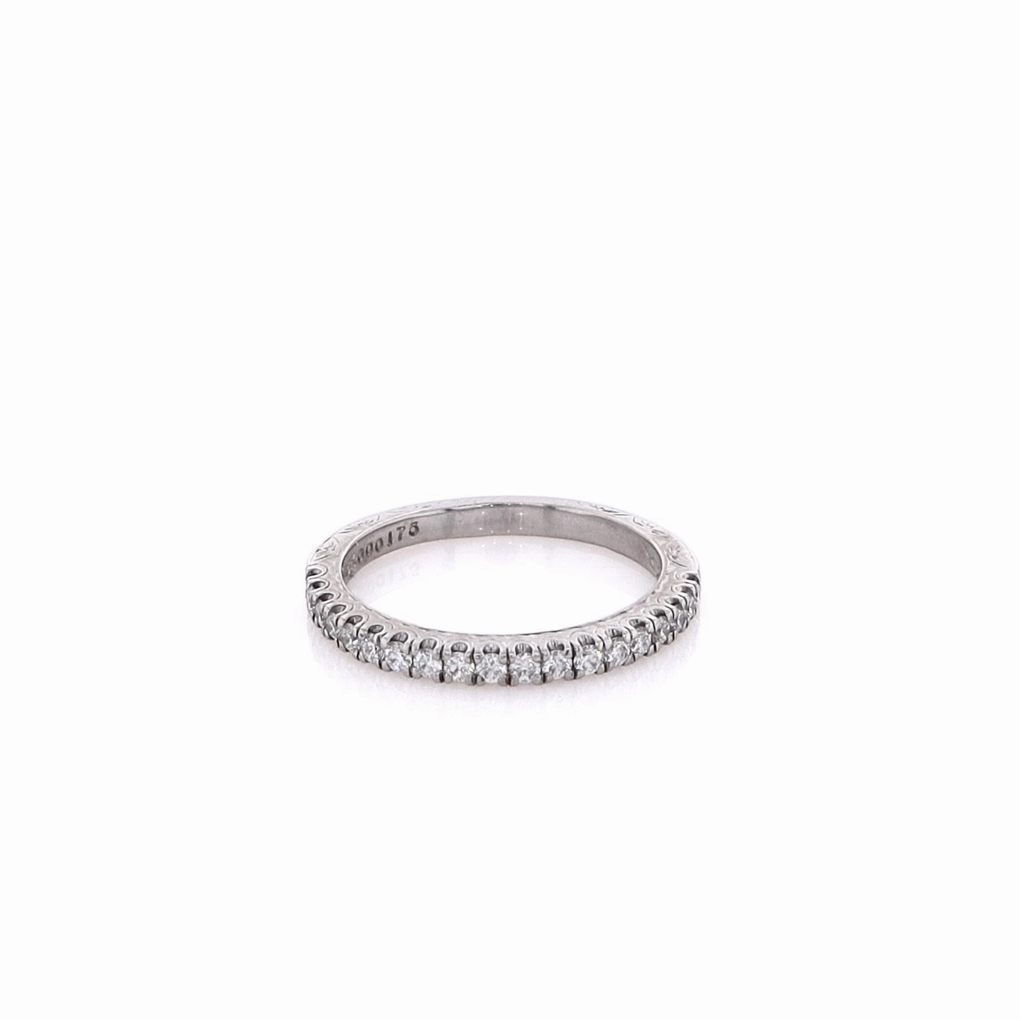 Estate Flyer Fit 18 Karat White Gold Vintage Diamond Wedding Band