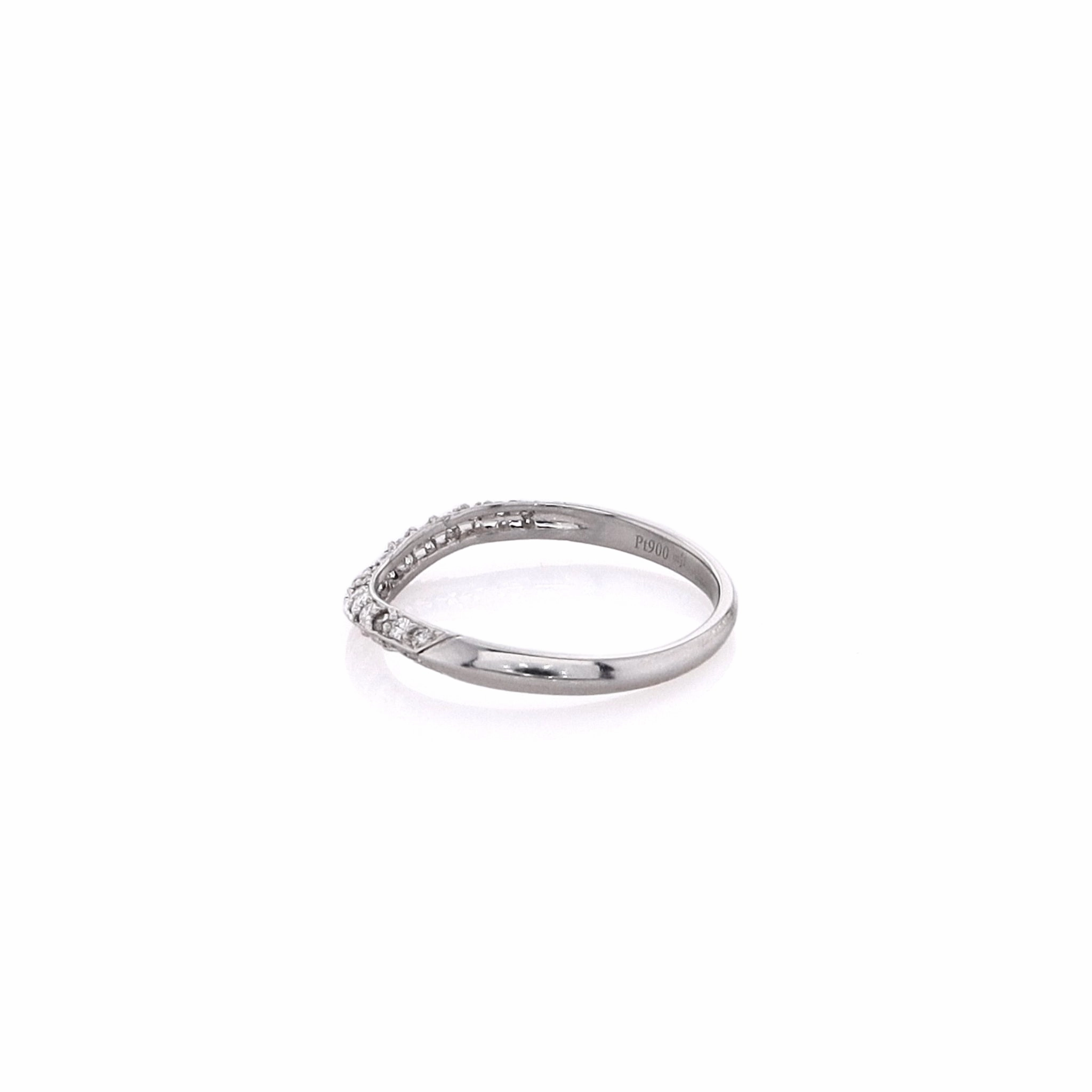 Estate Platinum Curved Knife Edge 2 Row Diamond Wedding Band