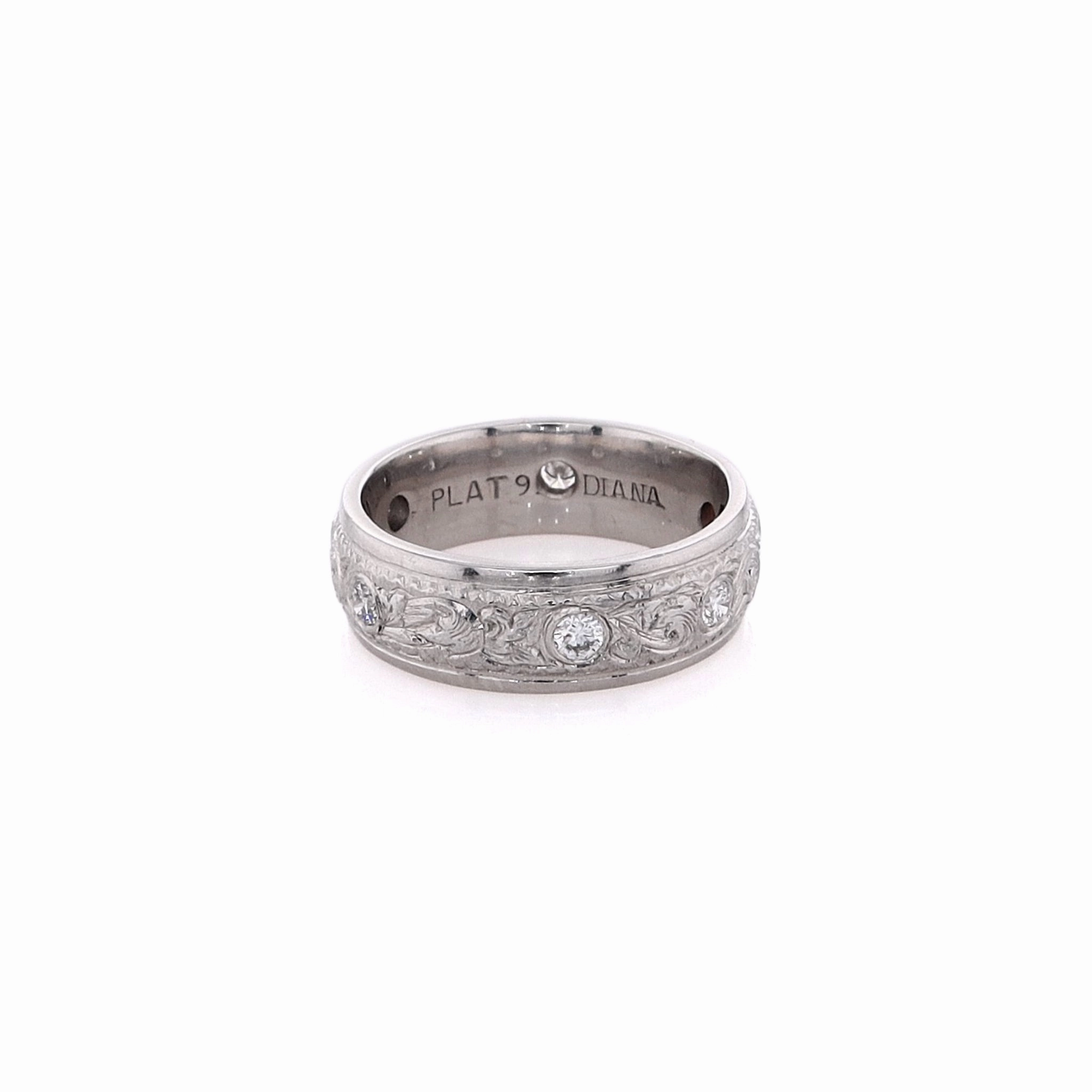 Estate Platinum Drill Set Diamond Wedding Band