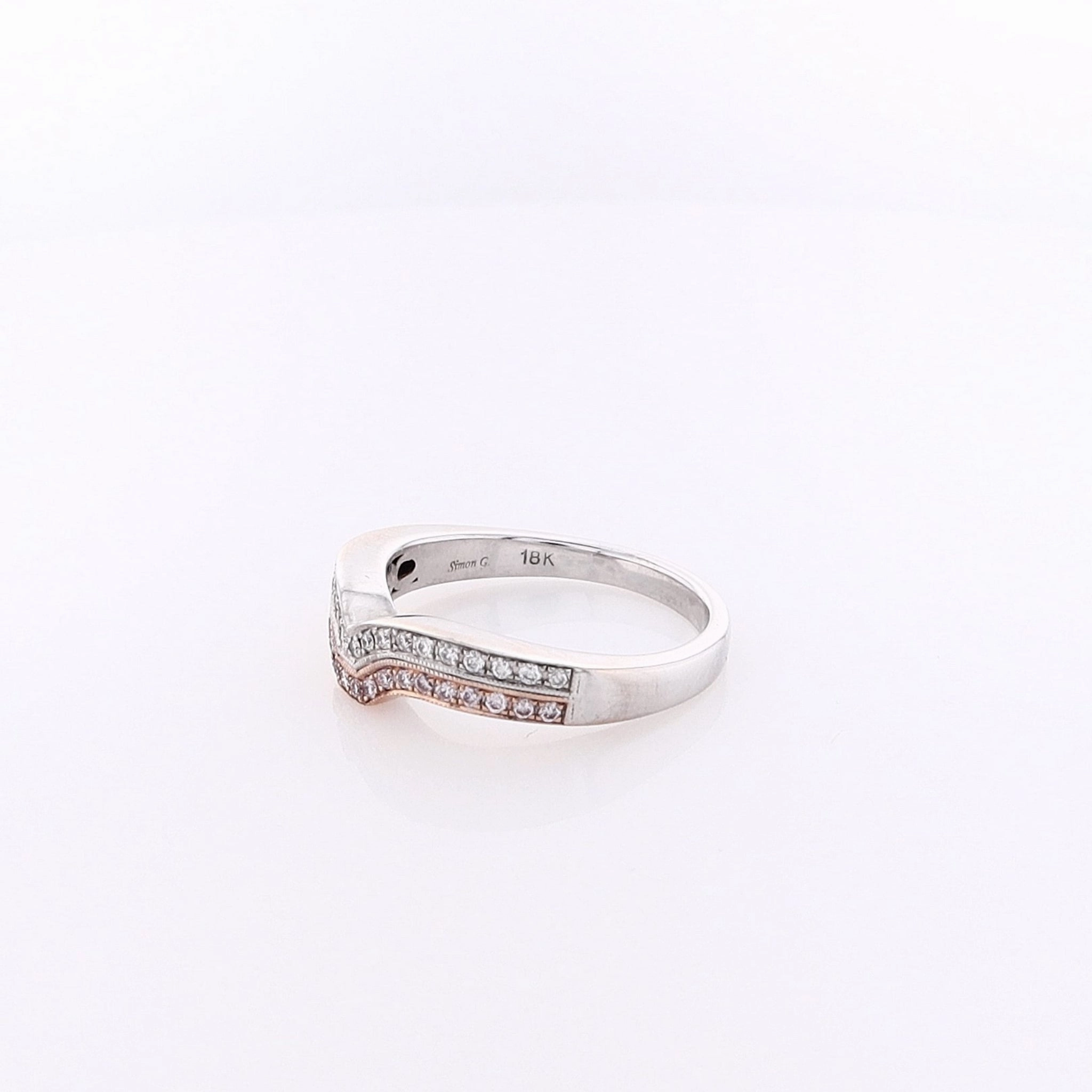 Estate Simon G 18Karat Rose and White Gold  Curved Double Row Diamond Wedding Band