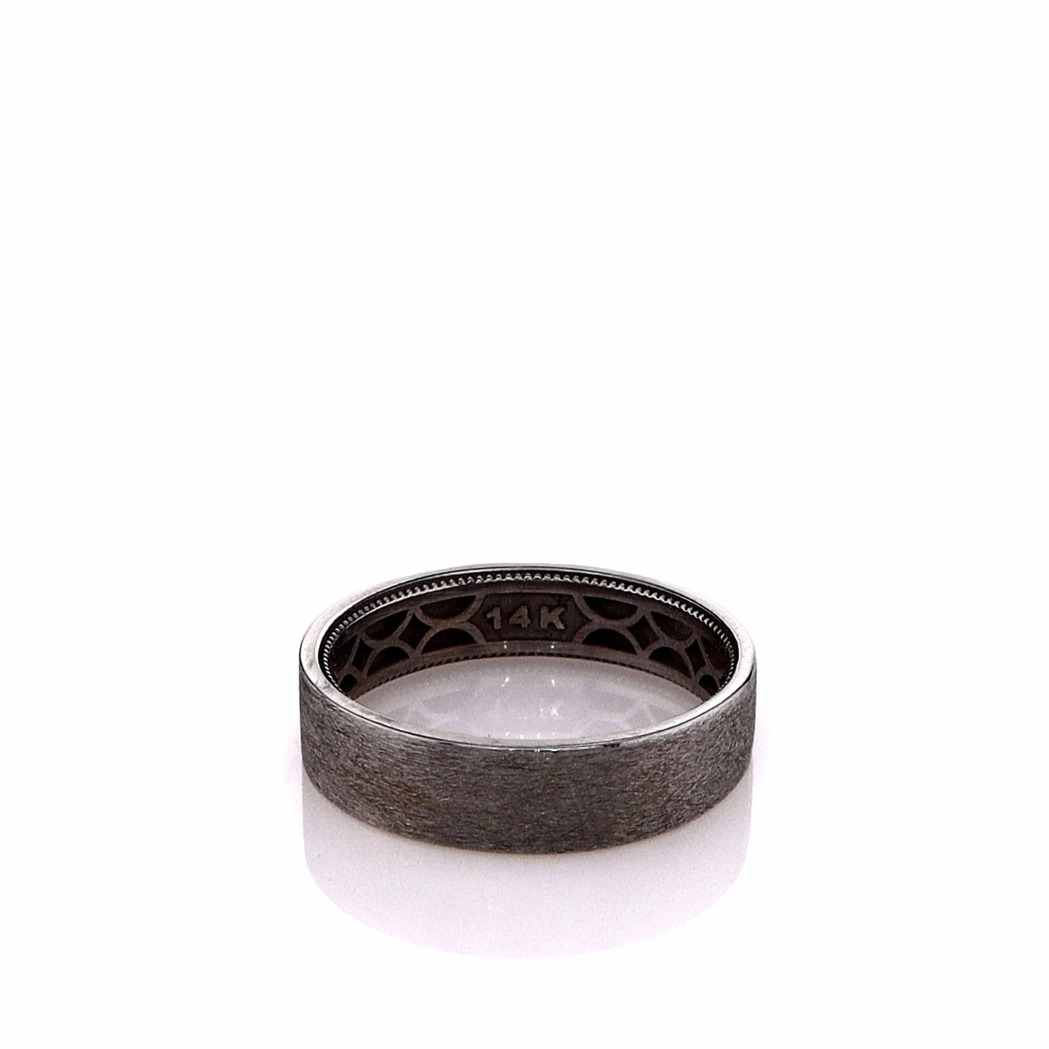 Estate Tacori 14k White Gold Gents Brushed Milgrain Band