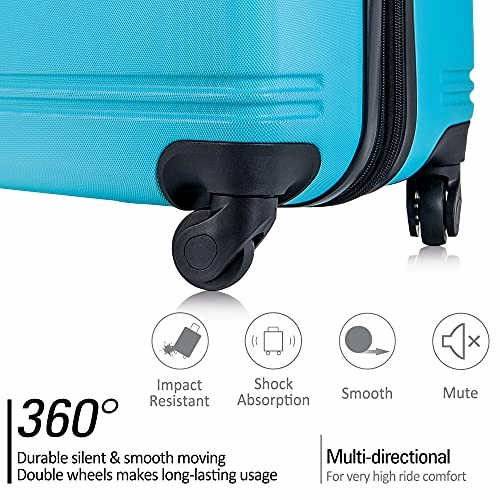 Expandable 3 Piece Luggage Sets Hardside Durable Suitcase with Spinner Wheels TSA Lock, 3 Pcs Carry On Case Travel Home Outdoor School Lightweight Trolley Case ( 20" 24" 28" Blue)