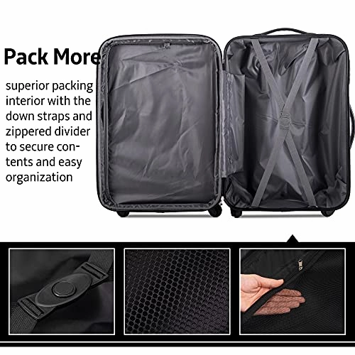 Expandable 3 Piece Luggage Sets Hardside Durable Suitcase with Spinner Wheels TSA Lock, 3 Pcs Carry On Case Travel Home Outdoor School Lightweight Trolley Case ( 20" 24" 28" Blue)