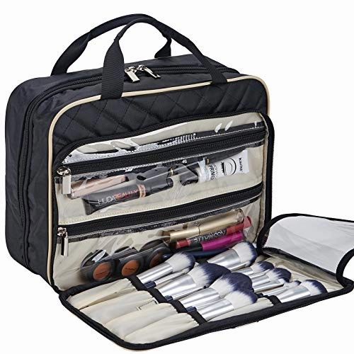 FINDCOZY Extra Large Toiletry Bag with Hanging Hook, Travel Makeup Case for Women, Cosmetic Organizer for Toiletries, Full-Sized Bottles, Beauty, Black