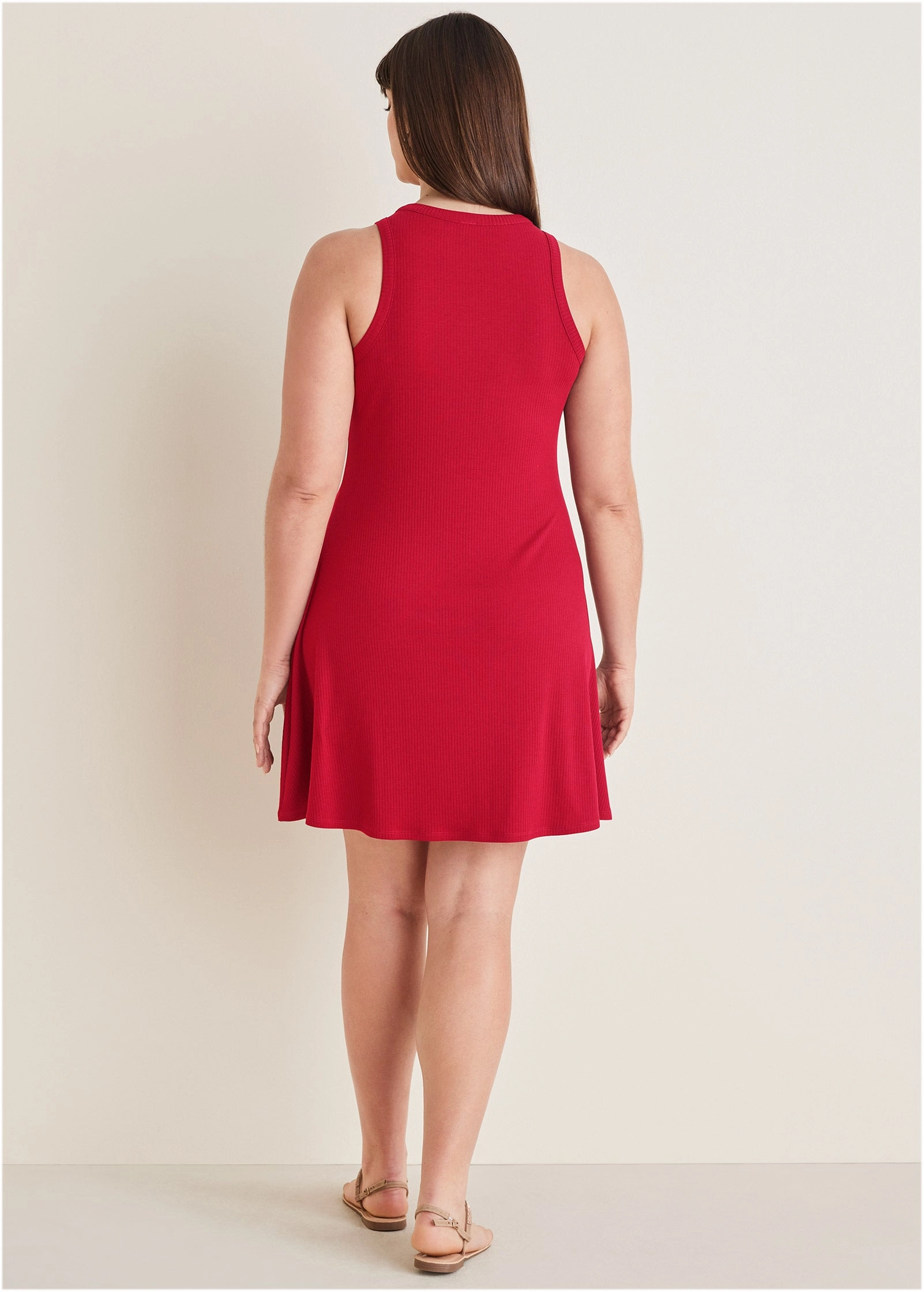 Flexrib Fit And Flare Dress - Red