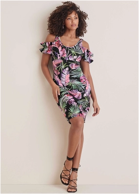 Floral Cold Shoulder Mini - Illuminated Jungle