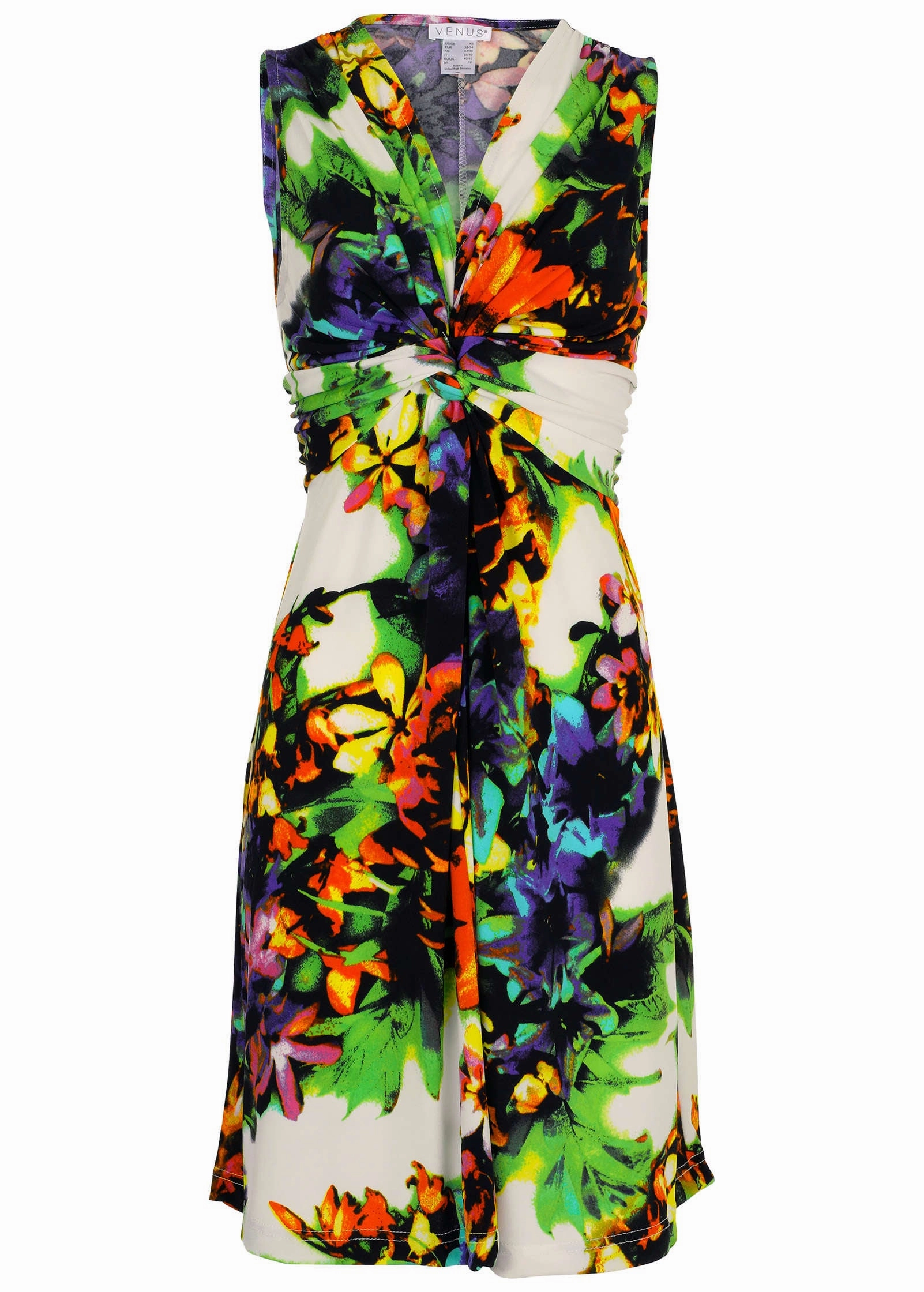 Floral Print Tie-Back Dress - Blue Multi