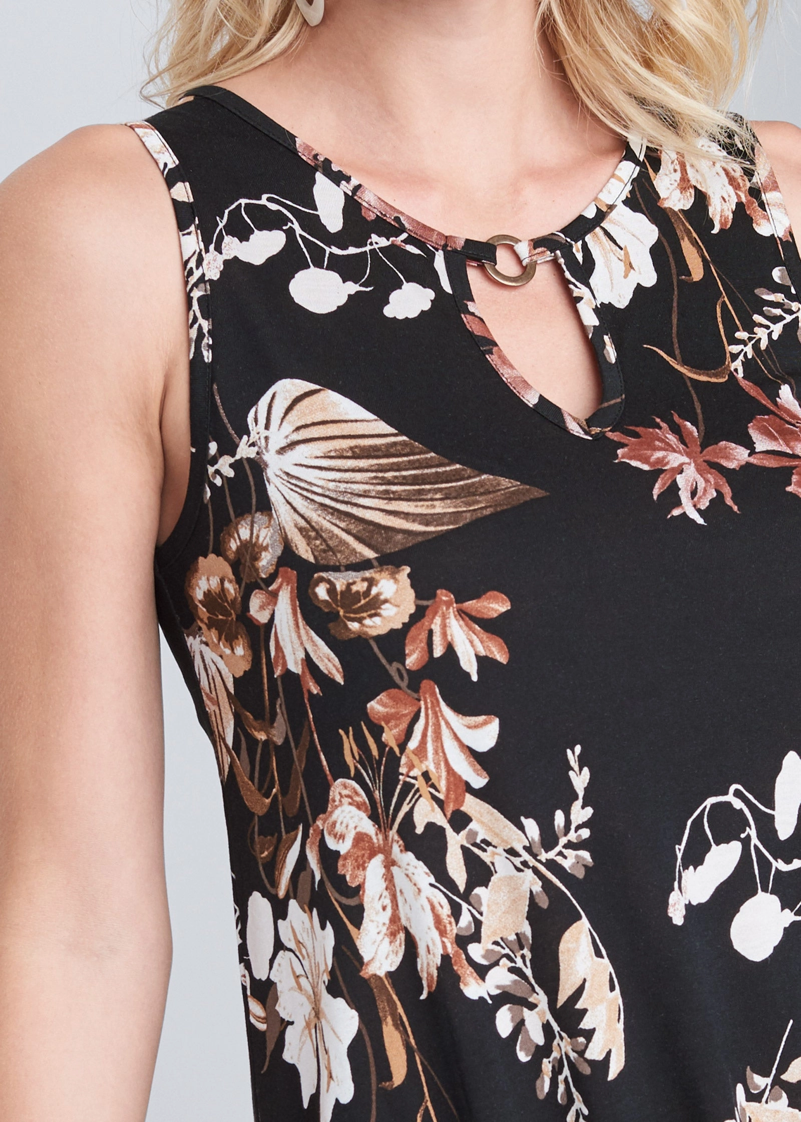 Floral Printed Casual Dress - Black Multi