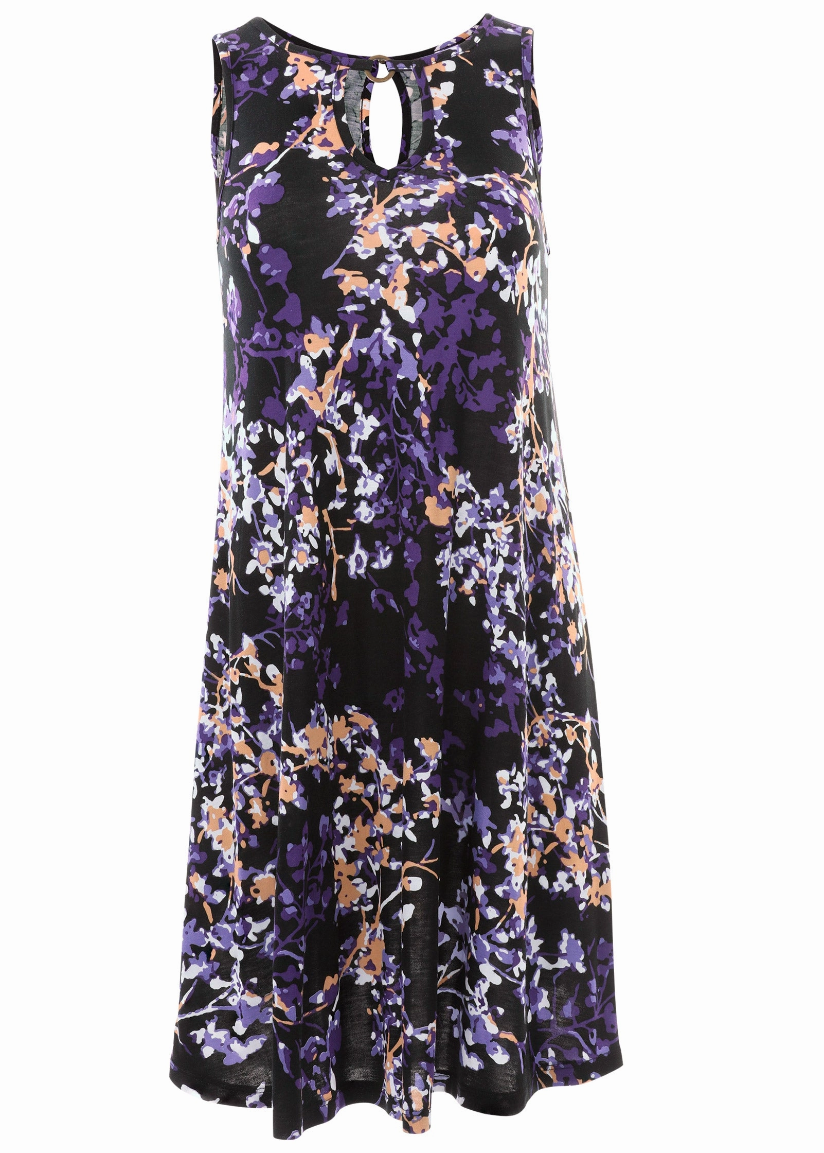 Floral Printed Casual Dress - Purple Multi