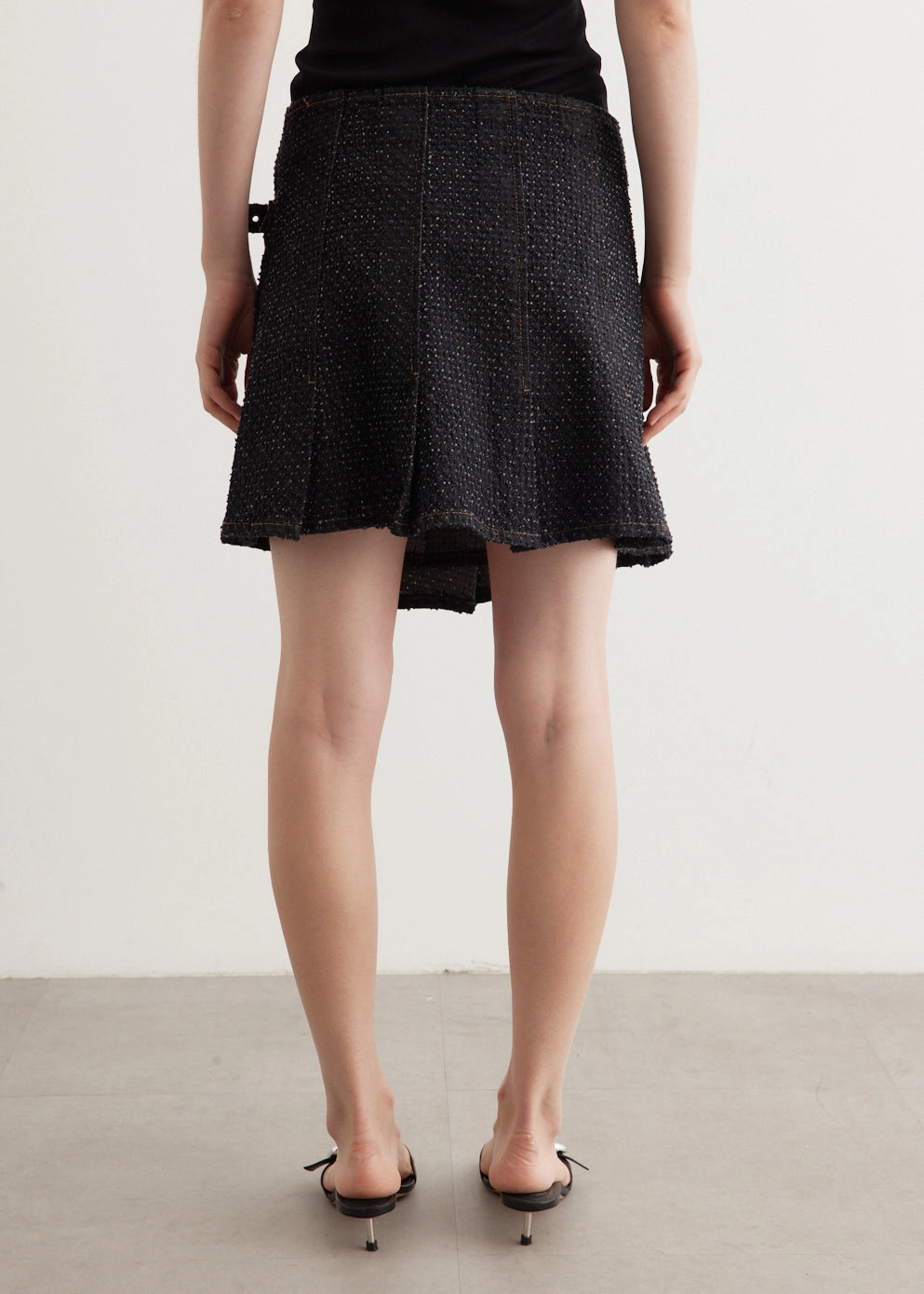Fluffy Denim Wrap Mini Skirt