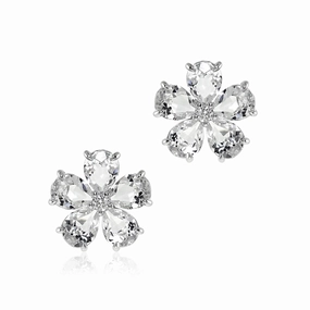 Forget-Me-Not Earrings in White Topaz & Diamonds