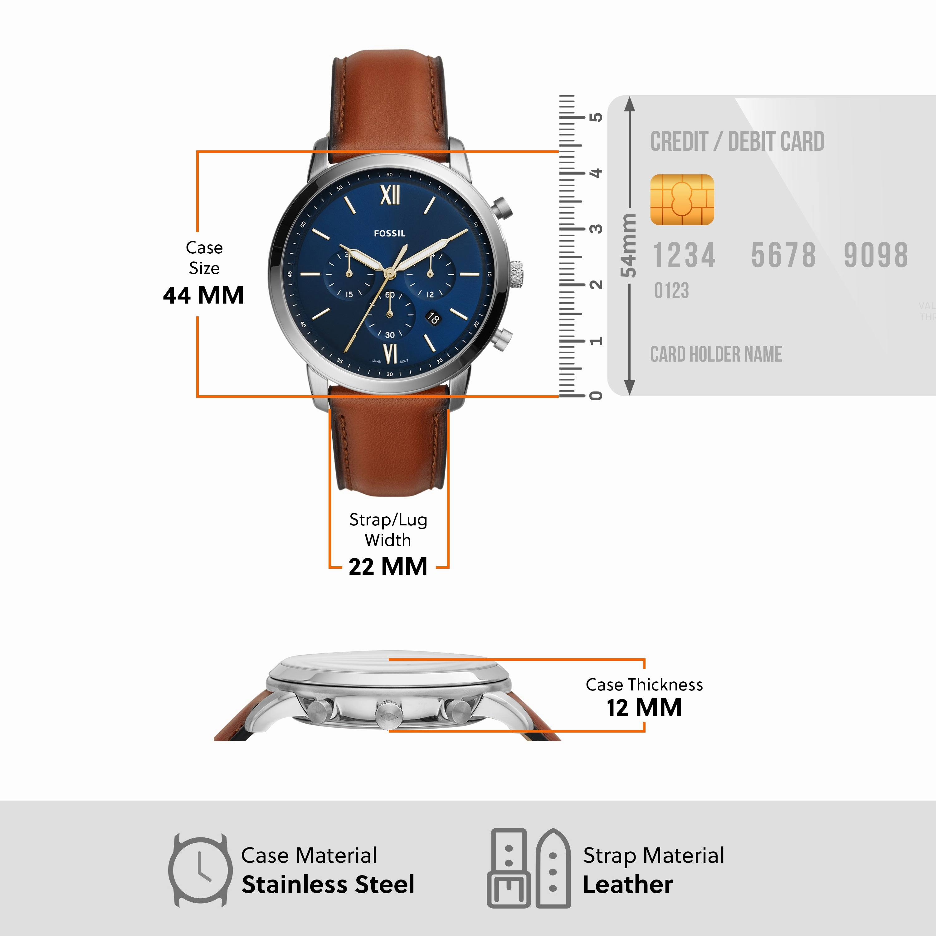 Fossil Neutra Chronograph Leather Watch & Matching Bracelet Set FS5708SET