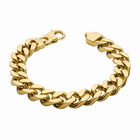 Fred Bennett Stainless Steel Mens Bracelet B5444 - 14ct Gold Plated