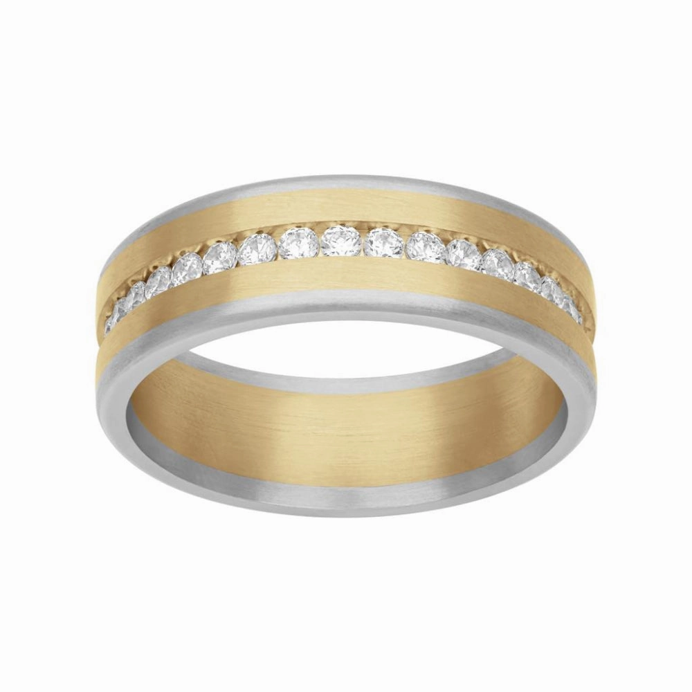 Frederick Goldman Men's Platinum and 18k Gold Diamond Fusion Band