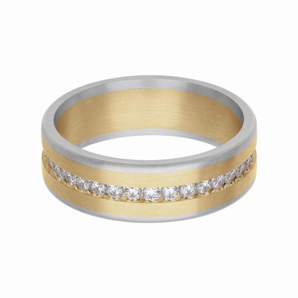 Frederick Goldman Men's Platinum and 18k Gold Diamond Fusion Band