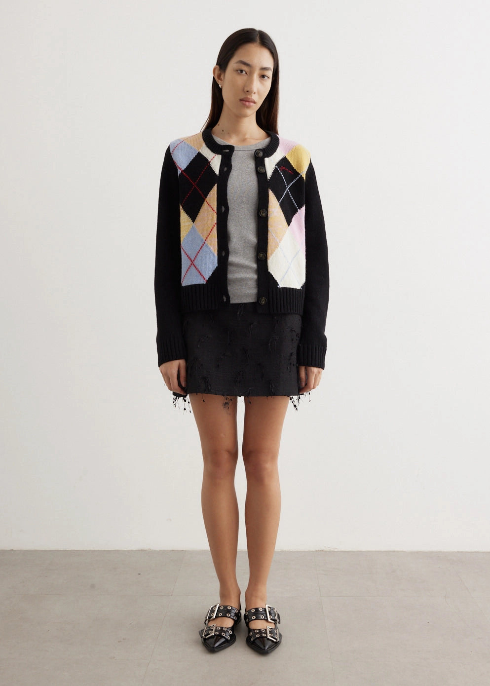 Fringed Tweed Mini Skirt
