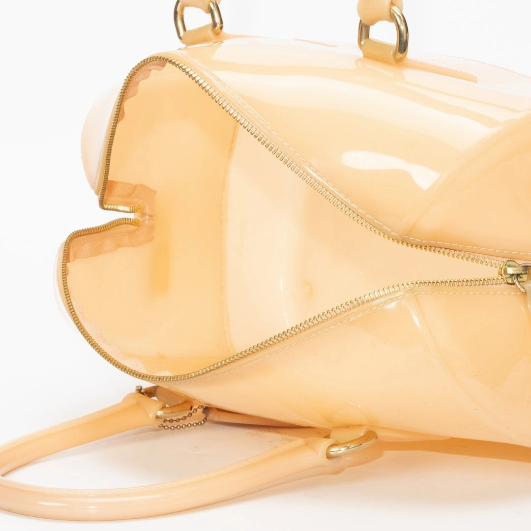 Furla Peach Glossy Rubber Candy Satchel