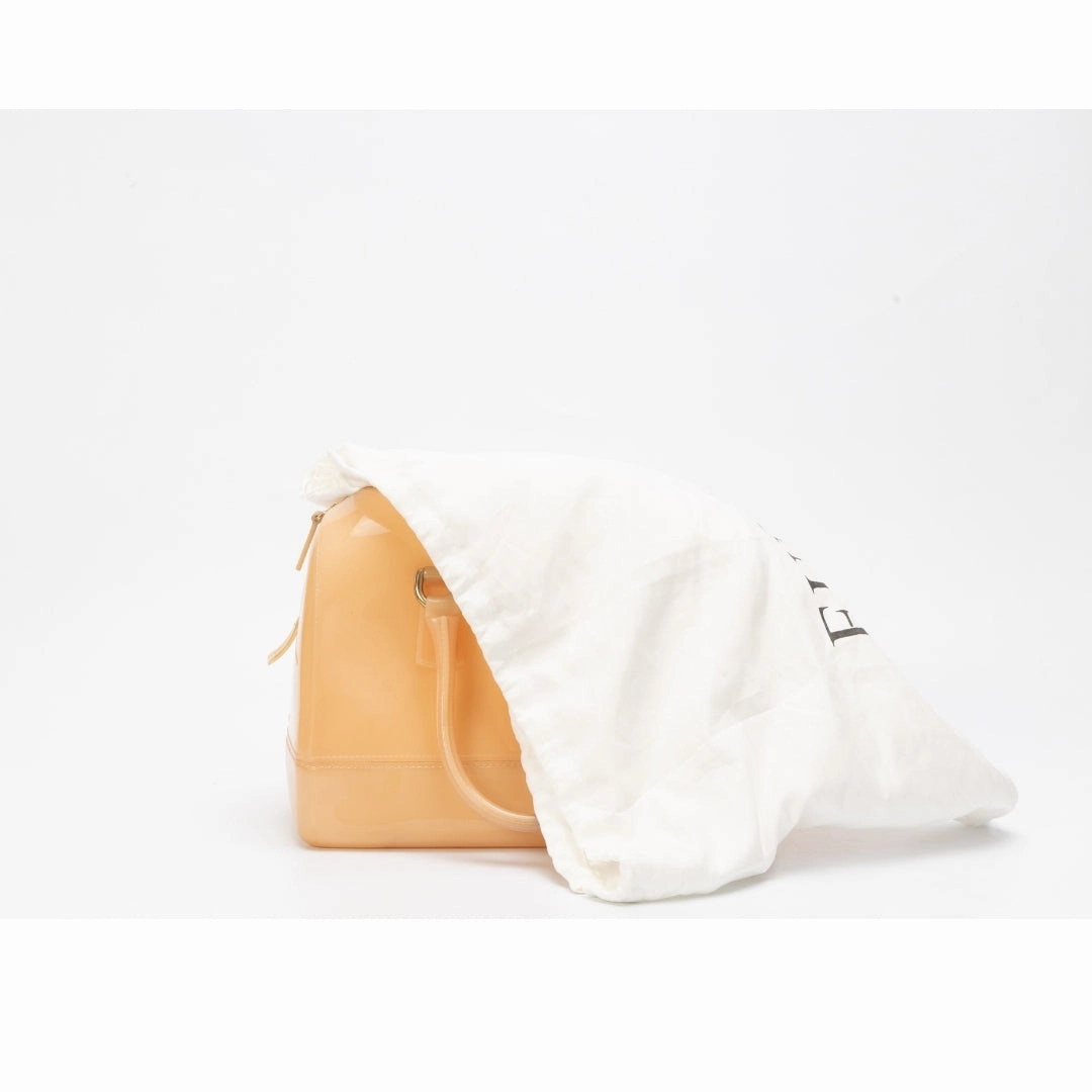 Furla Peach Glossy Rubber Candy Satchel