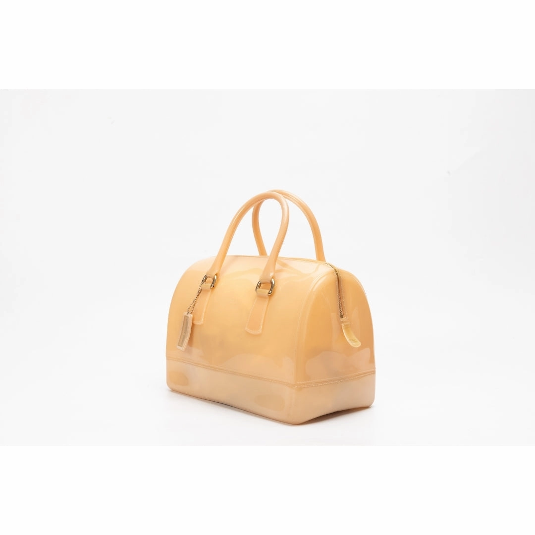 Furla Peach Glossy Rubber Candy Satchel