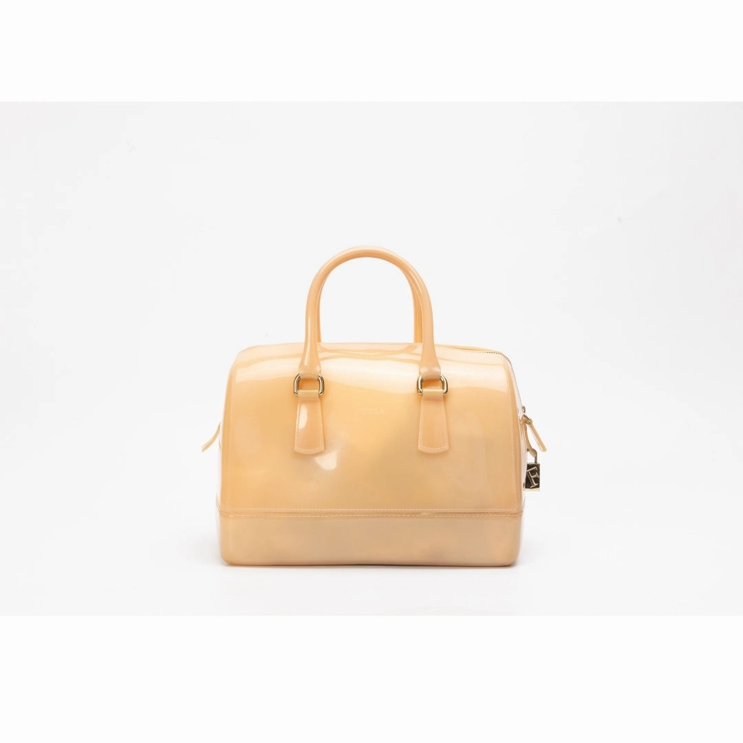 Furla Peach Glossy Rubber Candy Satchel