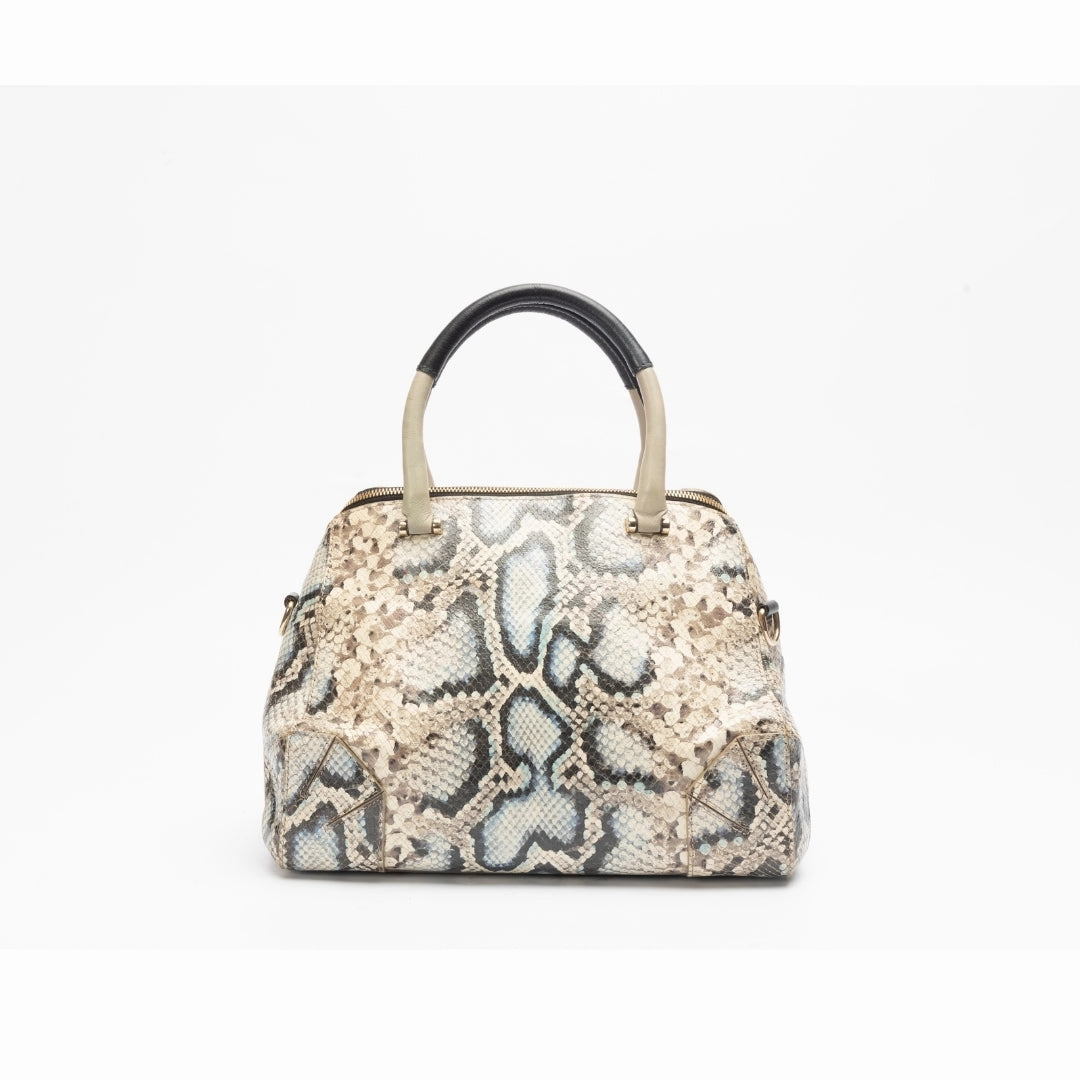 Furla Python Embossed Leather Satchel