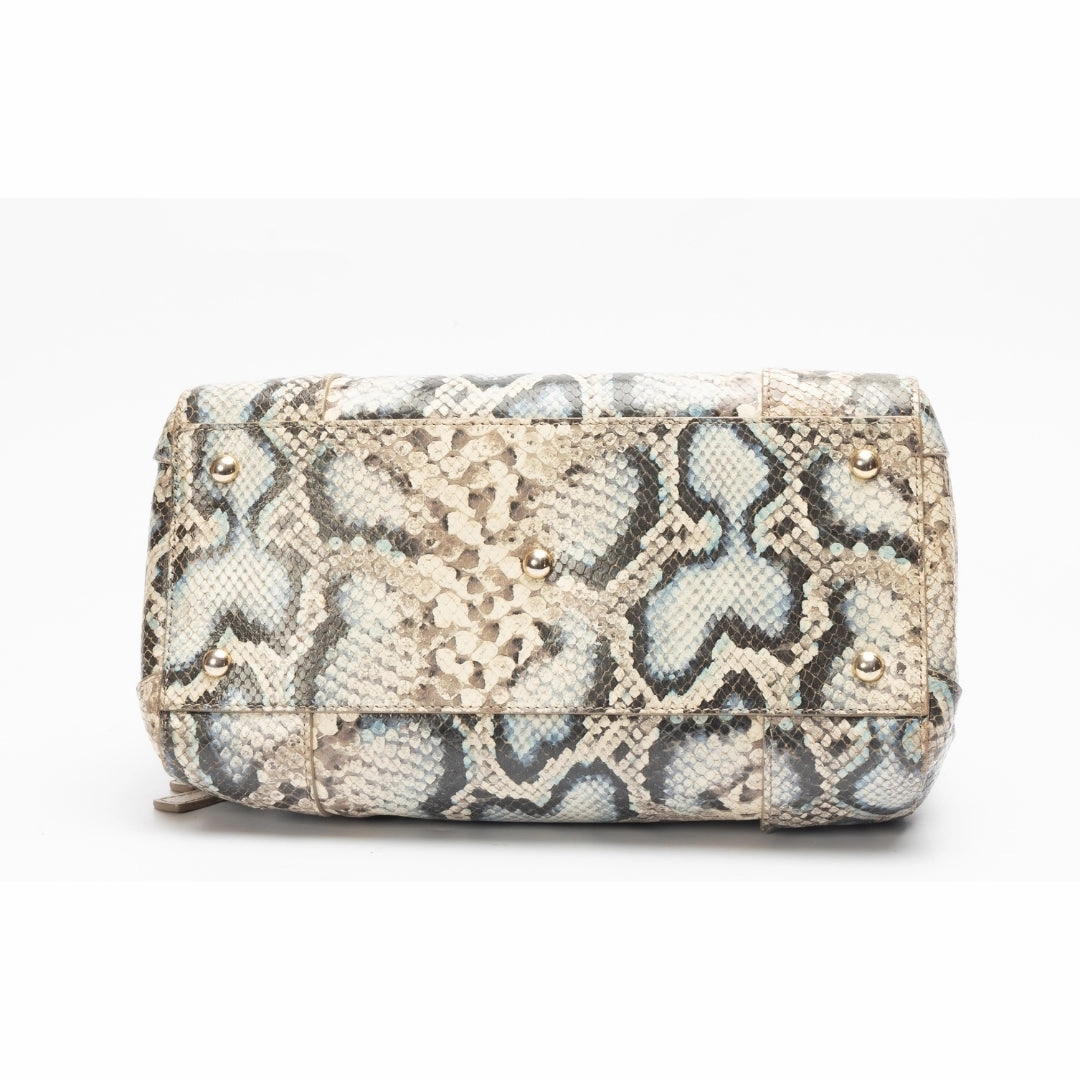 Furla Python Embossed Leather Satchel