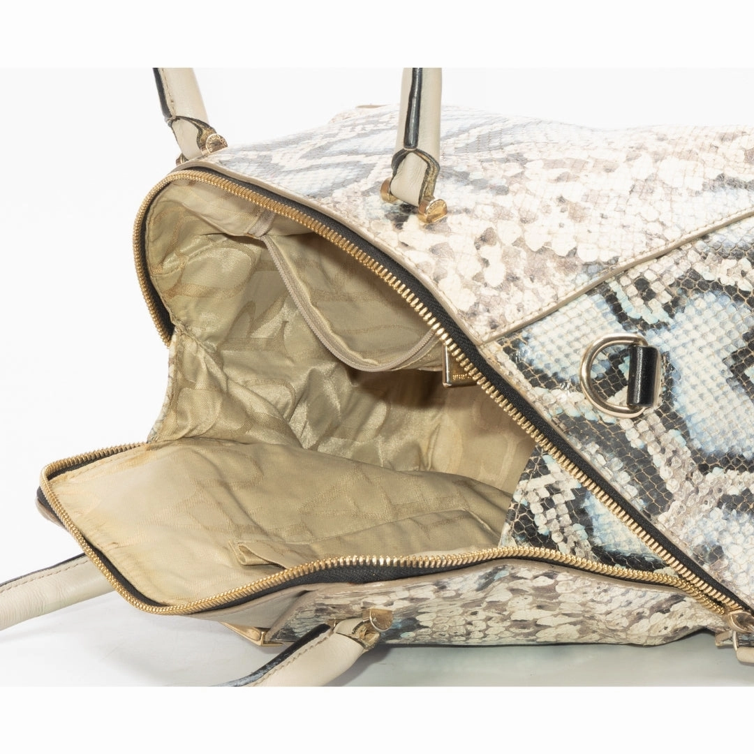 Furla Python Embossed Leather Satchel