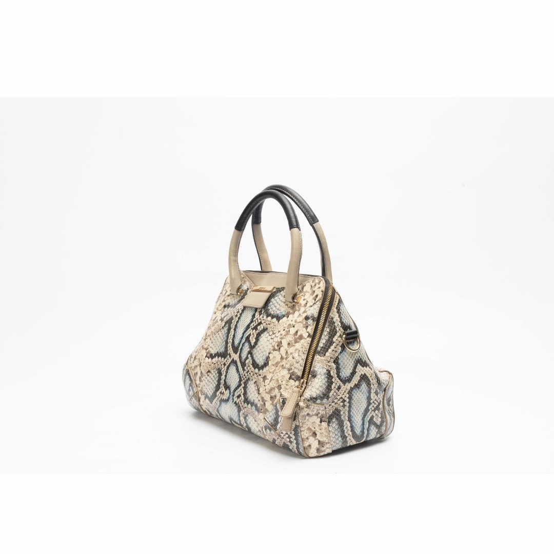 Furla Python Embossed Leather Satchel