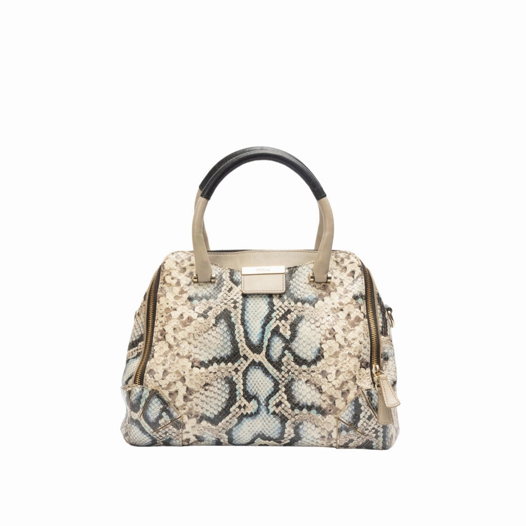Furla Python Embossed Leather Satchel