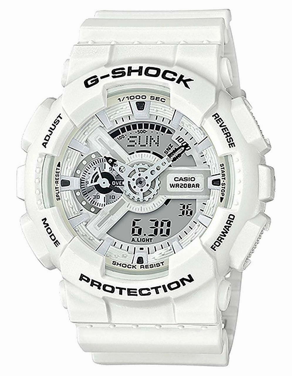 G-Shock Analog Digital White Resin Band Watch GA110MW-7A