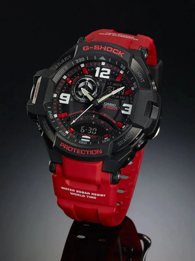 G-Shock Aviation Black Dial Red Resin Watch GA1000-4B