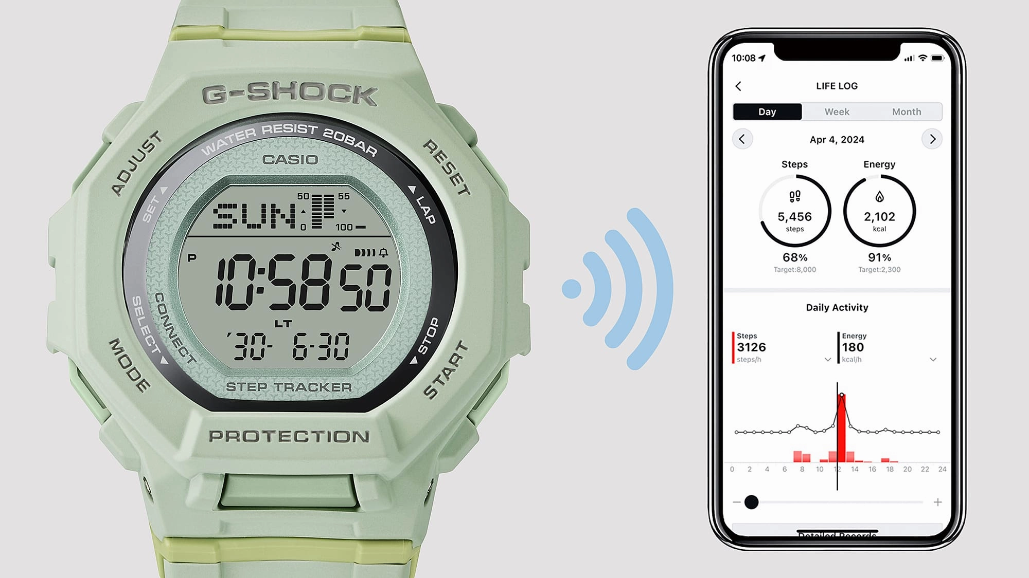 G-Shock G-Squad Green Resin Band Watch GMDB300-3D