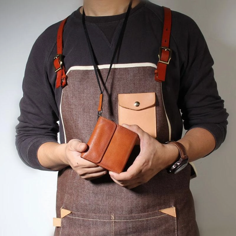 Genuine Leather Mens Cool billfold Leather Wallet Men Small Wallets Trifold for Men