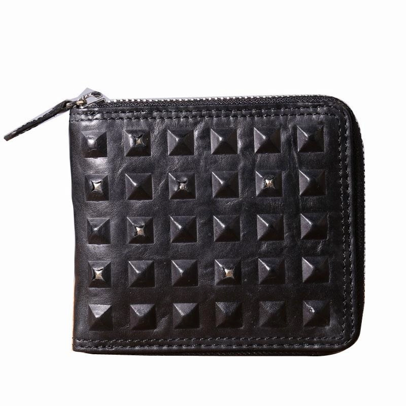 Genuine Leather Mens Cool billfold Leather Wallet Men Zipper Wallet Bifold for Men