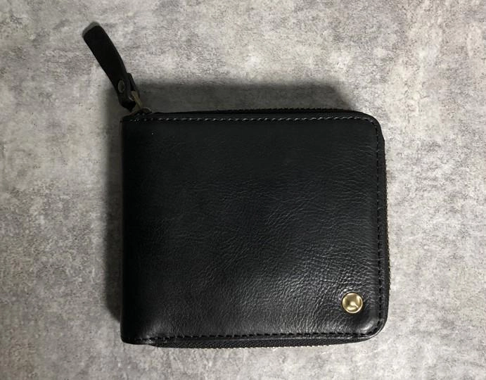Genuine Leather Mens Cool Slim Zipper billfold wallet  Men Bifold Small Wallets for Men