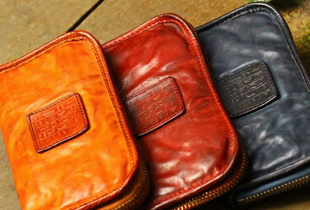 Genuine Leather Wallet Bifold Handmade Zip Long Wallet Purse Clutch For Mens
