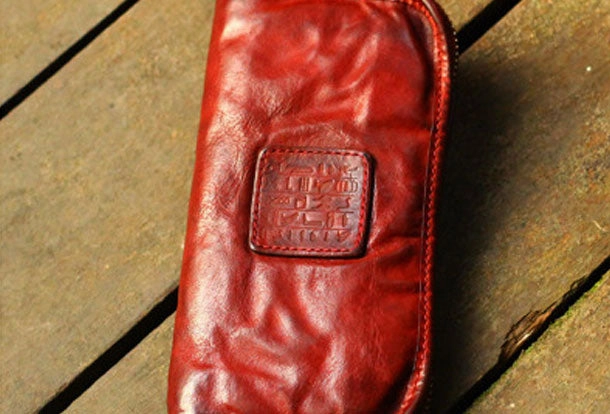 Genuine Leather Wallet Bifold Handmade Zip Long Wallet Purse Clutch For Mens