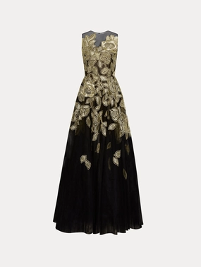 Gold Foil Rose Appliqu?? Gown
