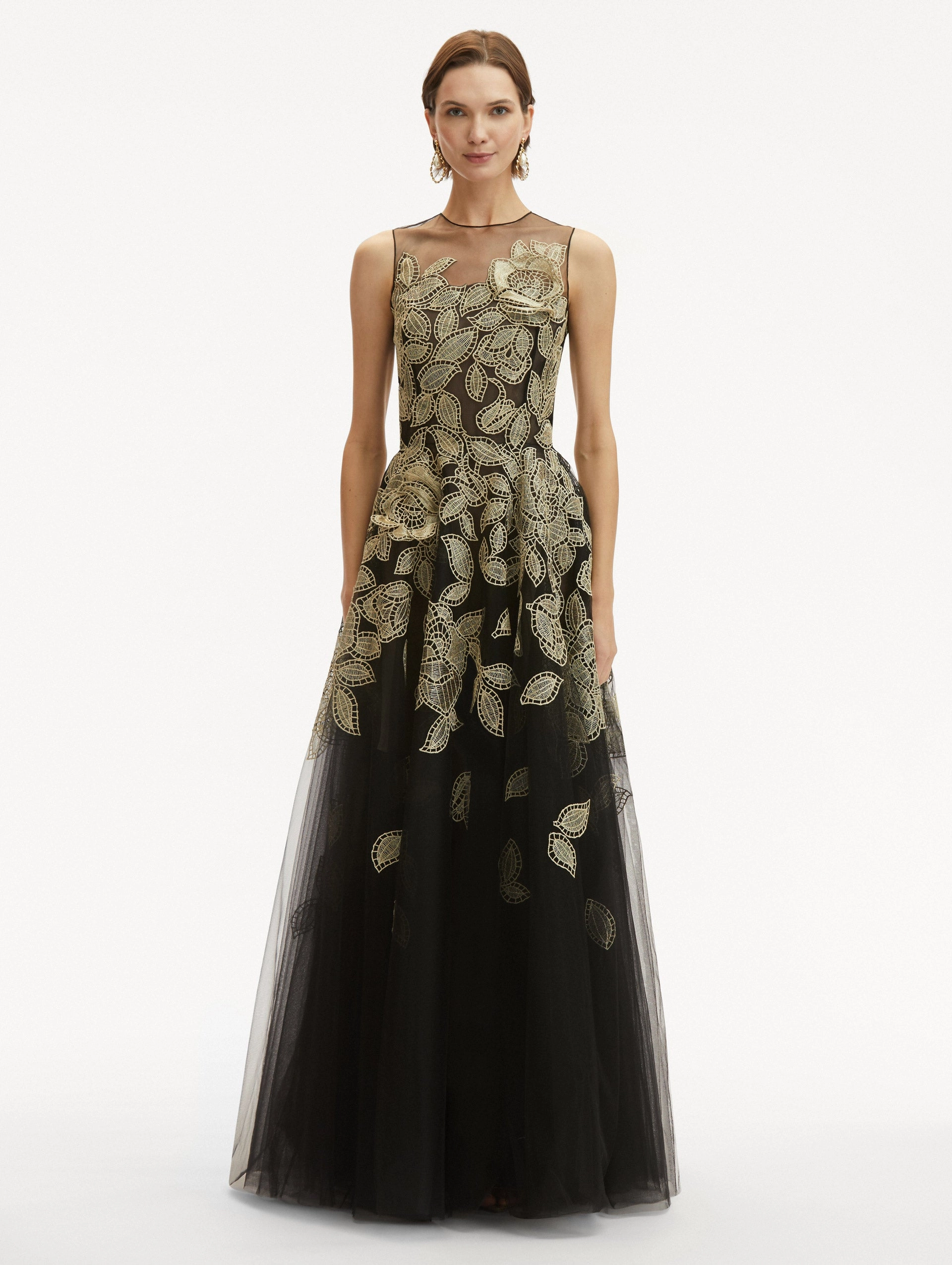 Gold Foil Rose Appliqu?? Gown