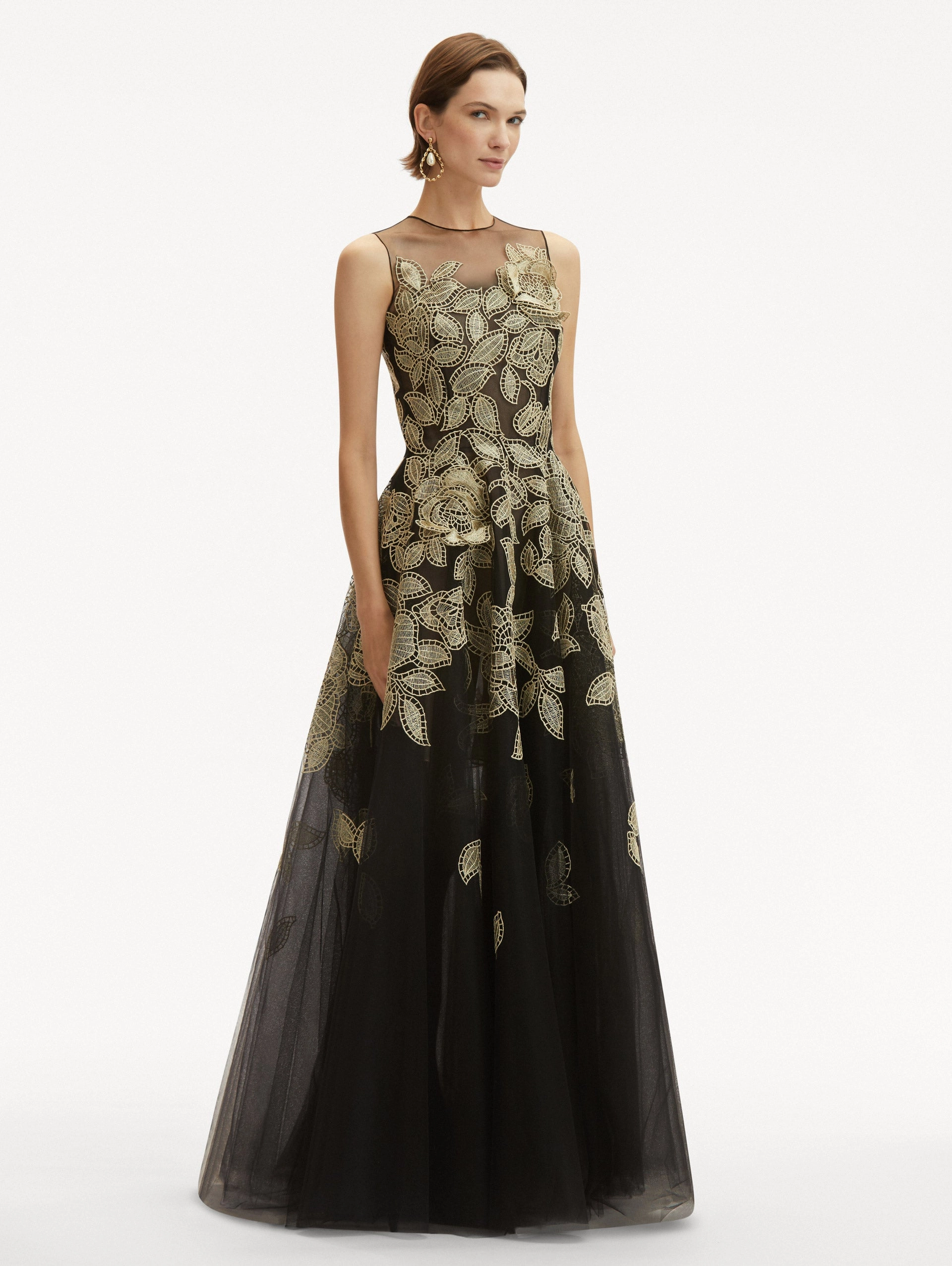 Gold Foil Rose Appliqu?? Gown