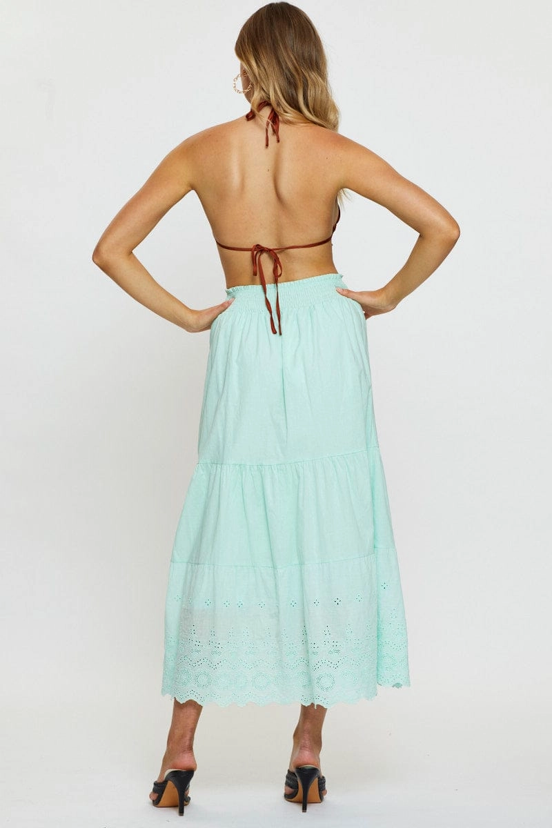 Green Maxi Skirt High Rise