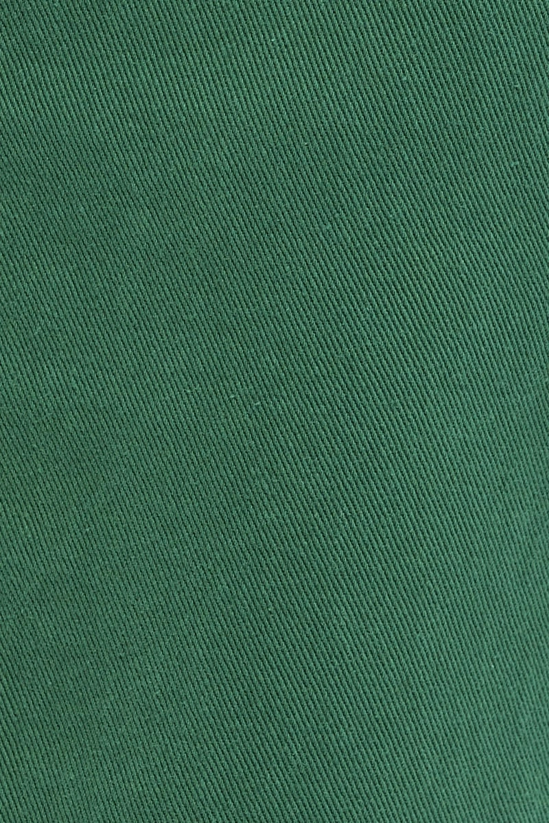 Green Midi Skirt Mid Rise A-line Cargo Contrast Stitch