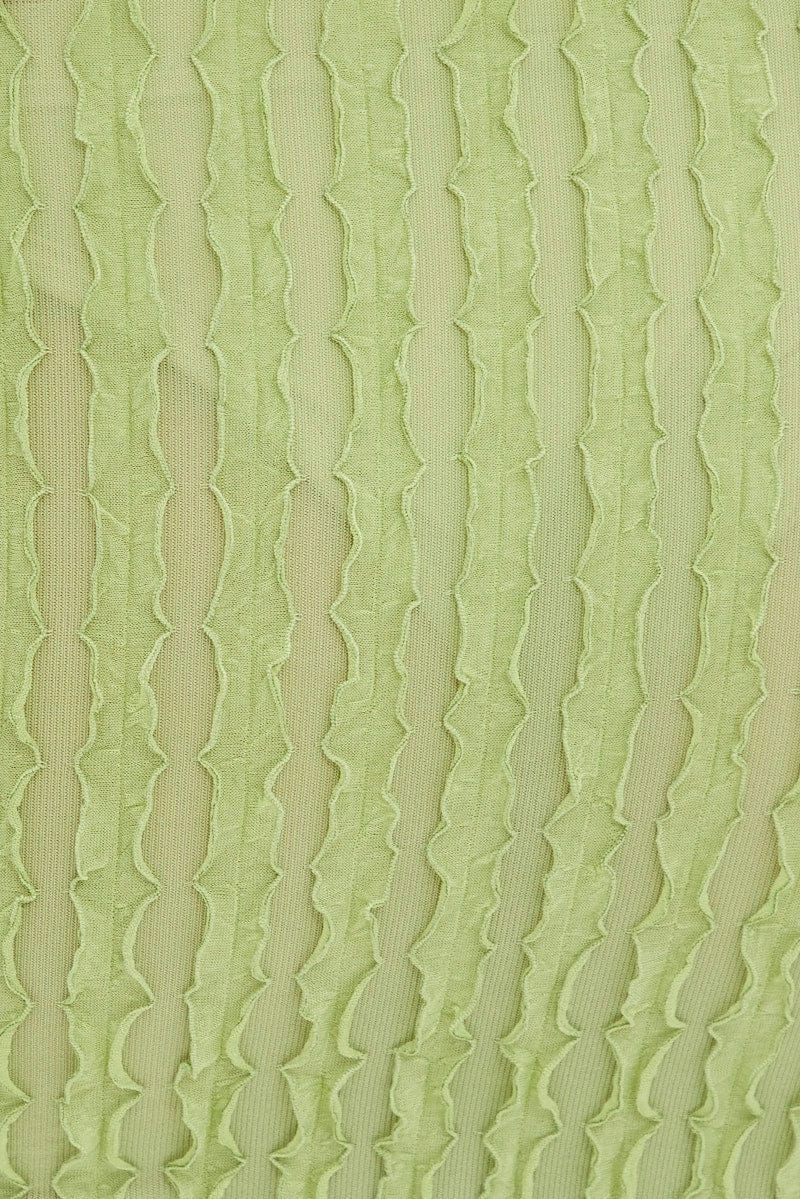 Green Textured Midi Skirt