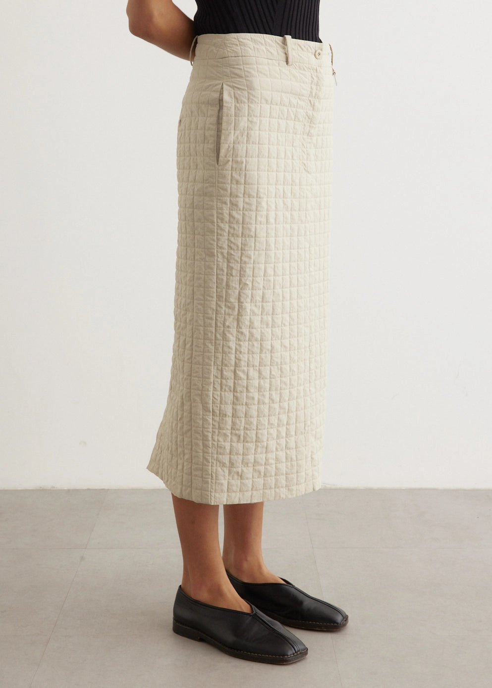 Grid Wrinkle H-Line Skirt