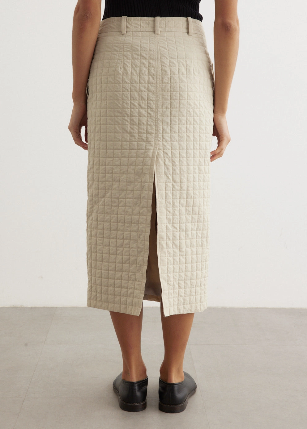 Grid Wrinkle H-Line Skirt