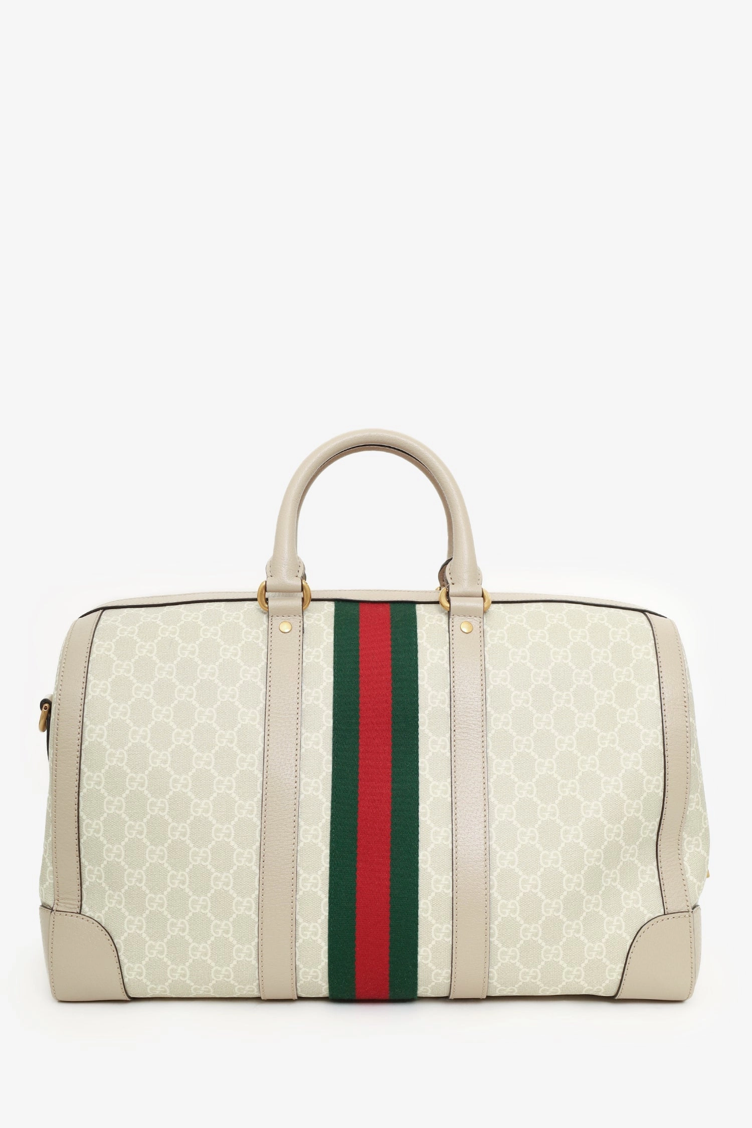 Gucci Beige/Off White GG Supreme Canvas Medium Web Savoy Duffle Bag