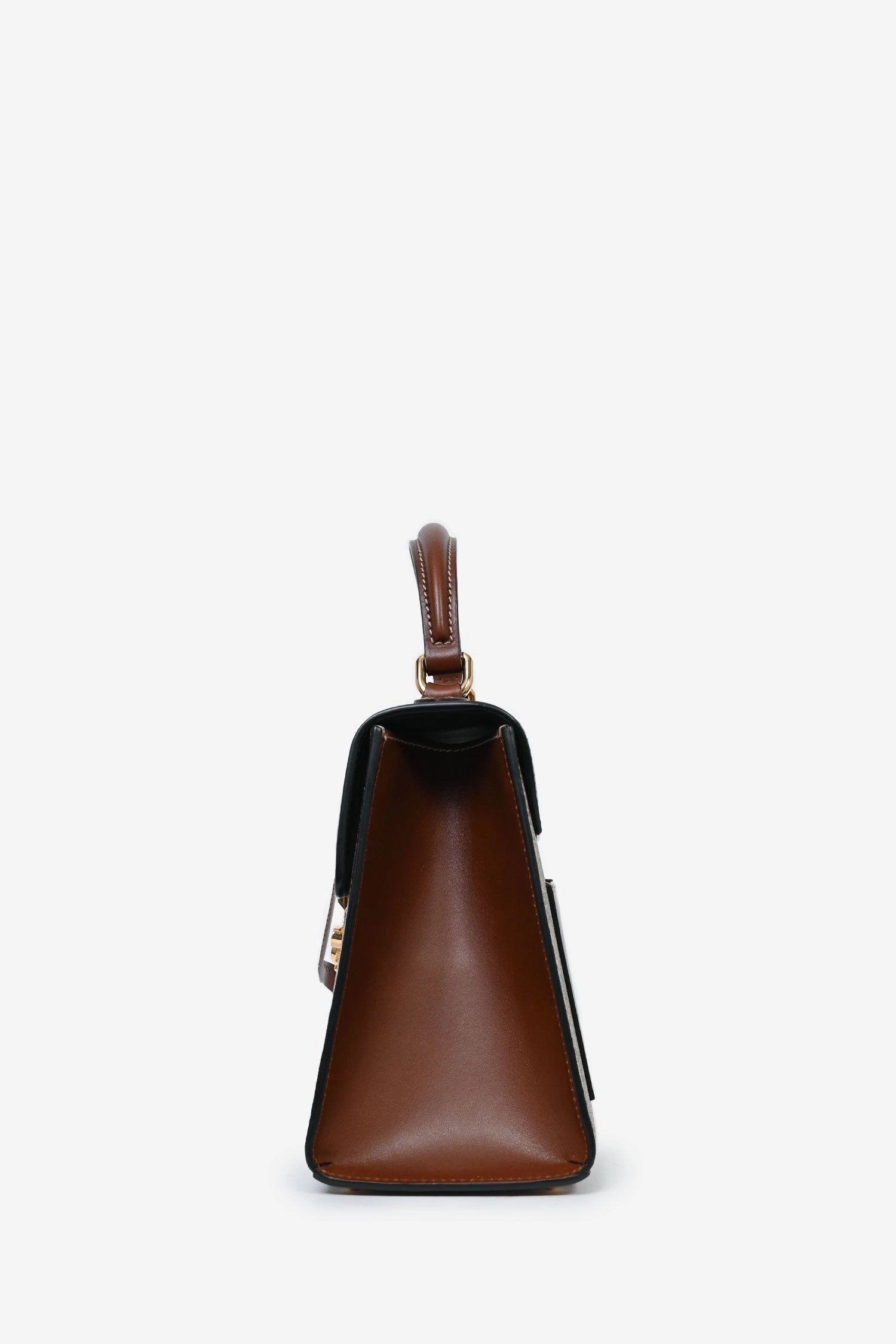 Gucci Brown Leather/Coated Canvas GG Supreme Top Handle Bag