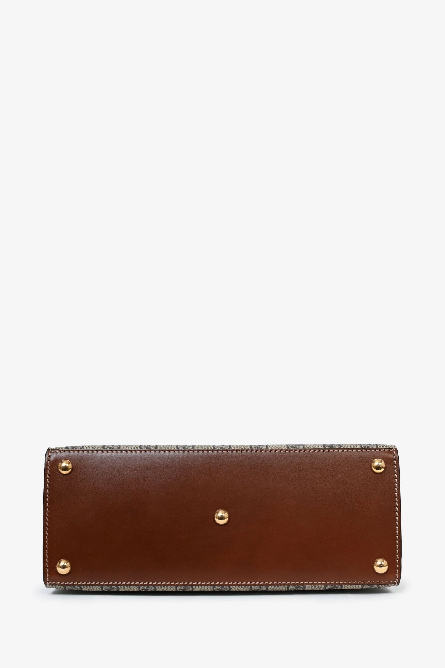 Gucci Brown Leather/Coated Canvas GG Supreme Top Handle Bag