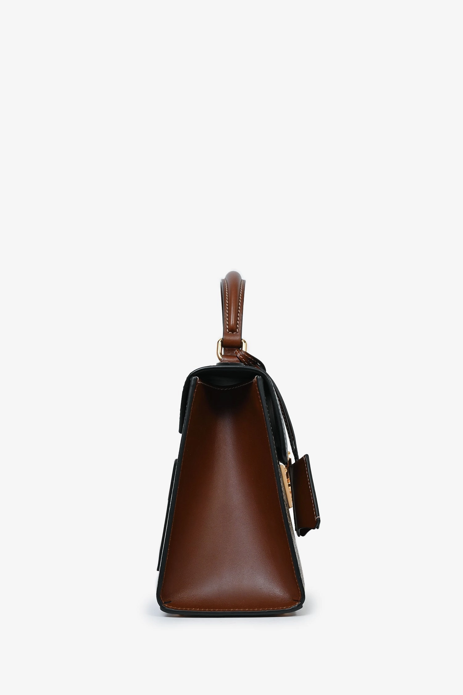Gucci Brown Leather/Coated Canvas GG Supreme Top Handle Bag