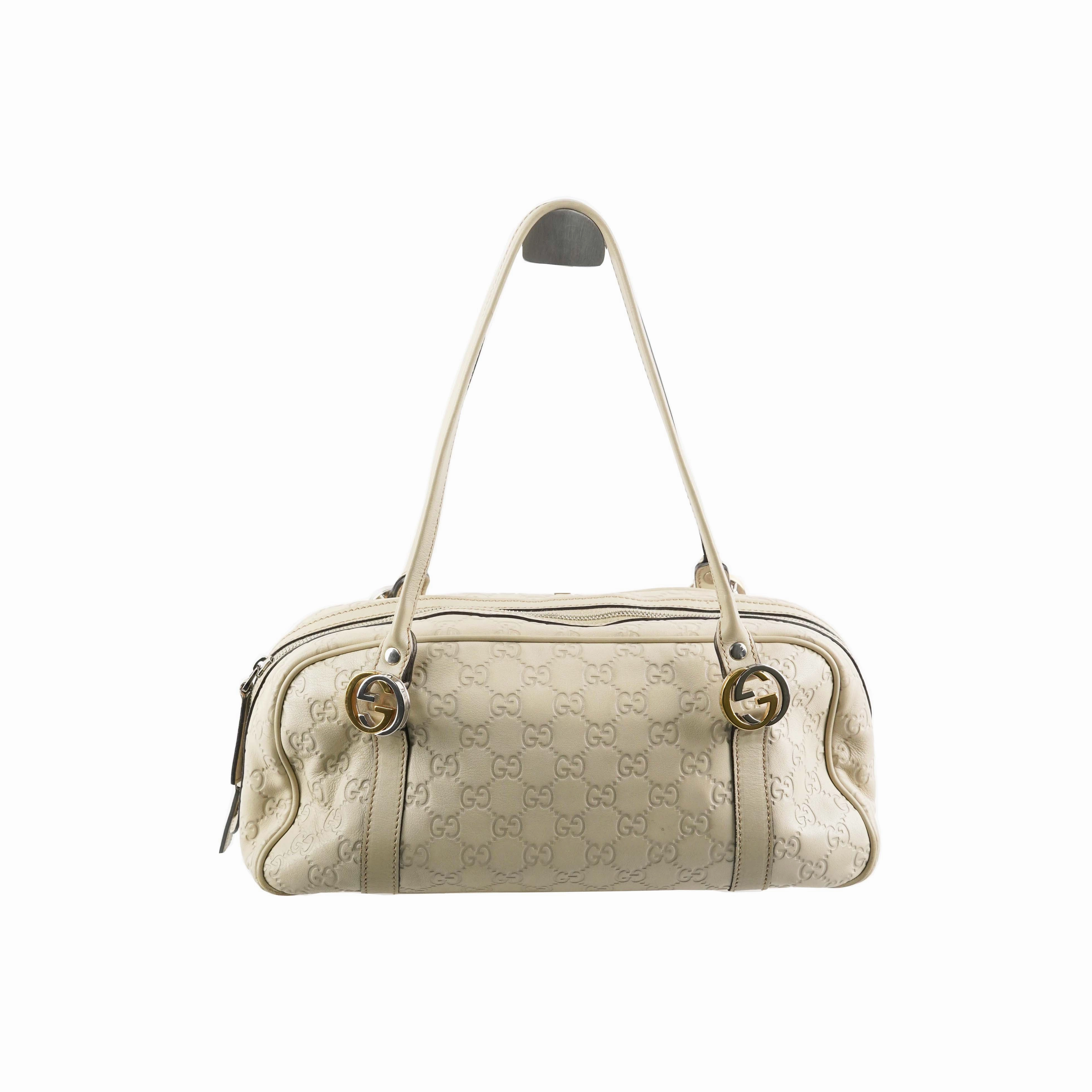 Gucci Guccissima Twin Shoulder Bag Off-White